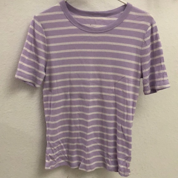 Lavender striped & ribbed top - Picture 1 of 3